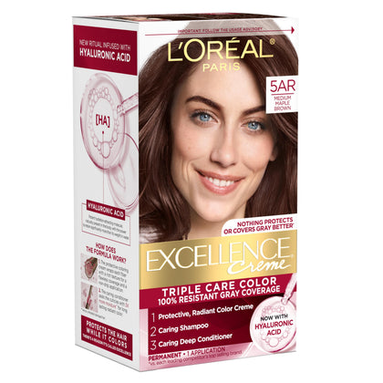 L'Oreal Paris Excellence Crème Hair Dye 5AR Medium Maple Brown front view
