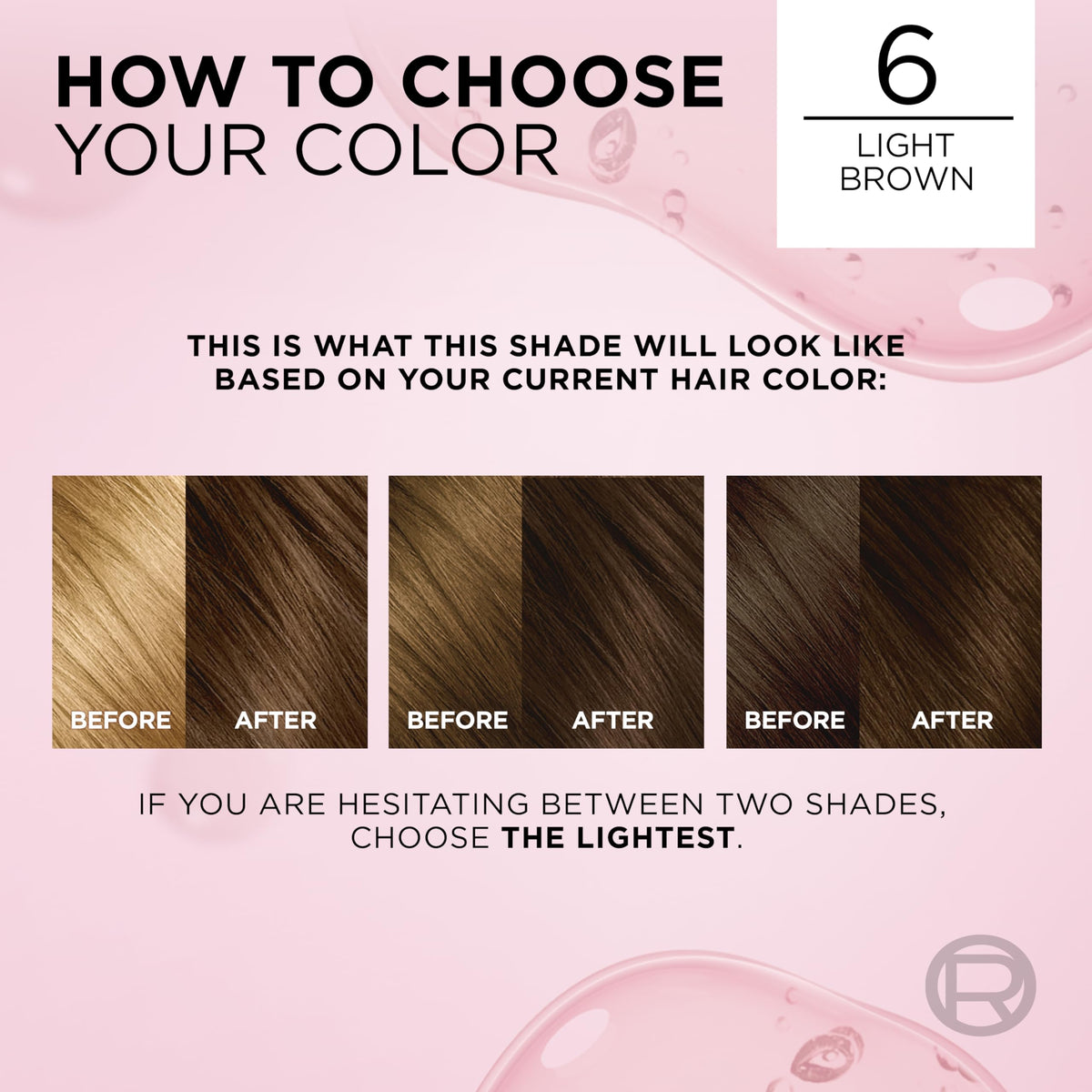 L'Oreal Paris Excellence Crème Hair Dye 6 Light Brown shade comparison