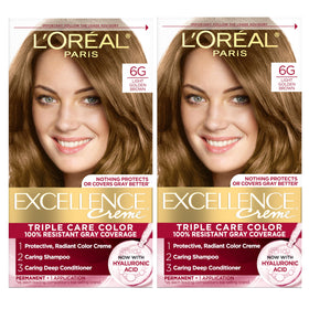 L'Oreal Paris Excellence Crème Hair Dye 6G Light Golden Brown packaging front view