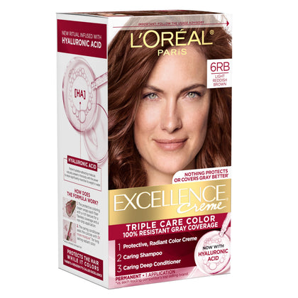 L'Oreal Paris Excellence Crème Hair Dye 6RB Light Reddish Brown front view
