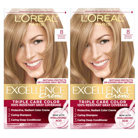 L'Oreal Paris Excellence Crème Hair Dye 8 Medium Blonde kit front view