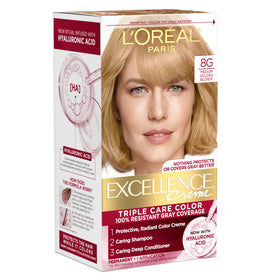 L'Oreal Paris Excellence Crème Hair Dye 8G Medium Golden Blonde packaging front view