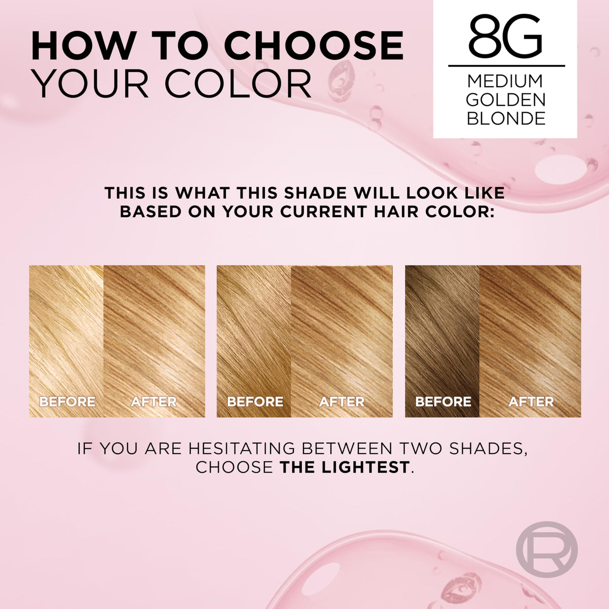 L'Oreal Paris Excellence Crème Hair Dye 8G Medium Golden Blonde shade comparison