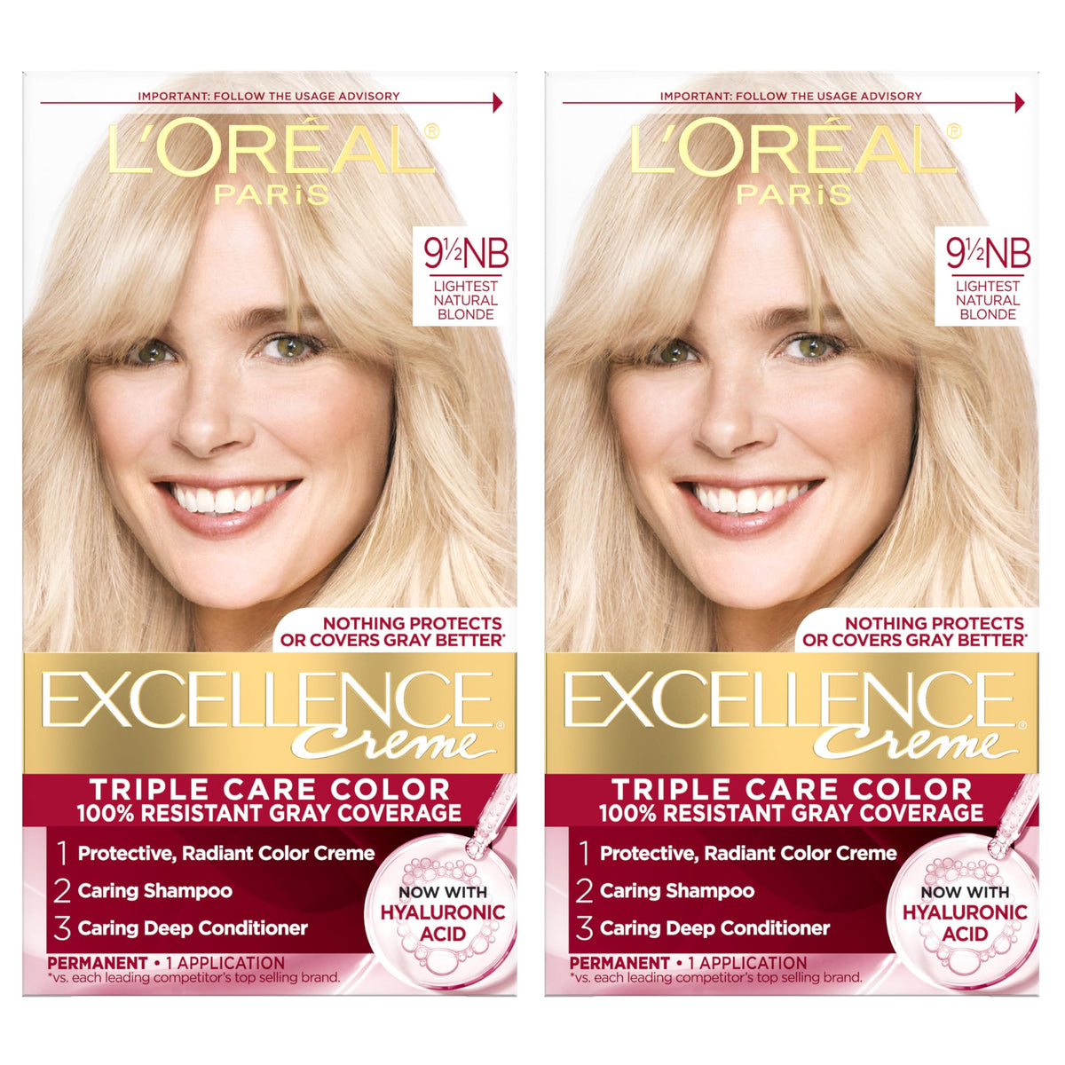 L'Oreal Paris Excellence Crème Hair Dye 9.5NB Lightest Natural Blonde front view