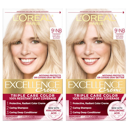 L'Oreal Paris Excellence Crème Hair Dye 9.5NB Lightest Natural Blonde front view