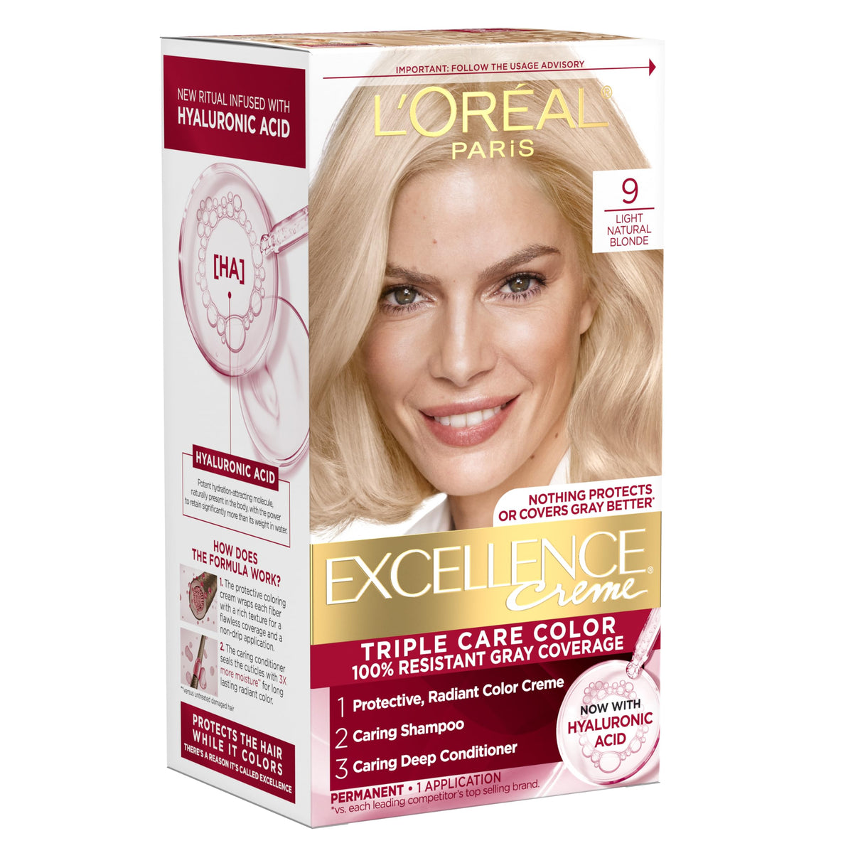 L'Oreal Paris Excellence Crème Hair Dye 9 Light Natural Blonde box front view