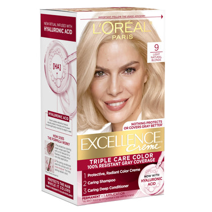 L'Oreal Paris Excellence Crème Hair Dye 9 Light Natural Blonde box front view
