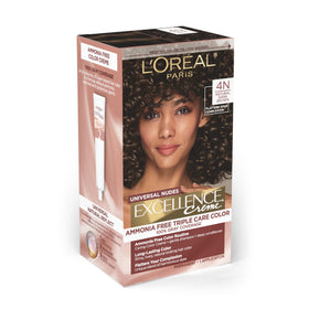 L'Oreal Paris Excellence Universal Nudes Hair Color 4N Dark Brown kit front view