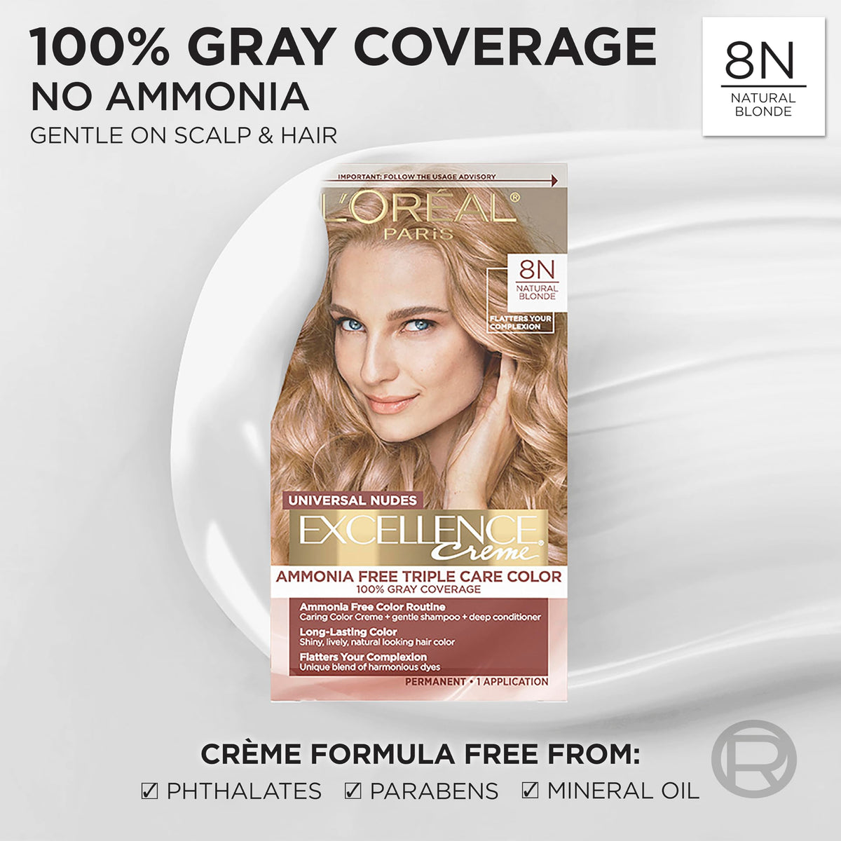 L'Oreal Paris Excellence Universal Nudes Hair Color kit contents