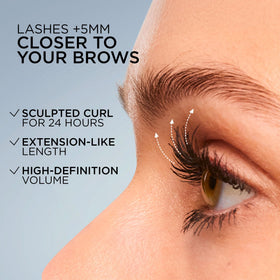 L'Oreal Paris Extensionist Mascara on model's lashes for a bold look
