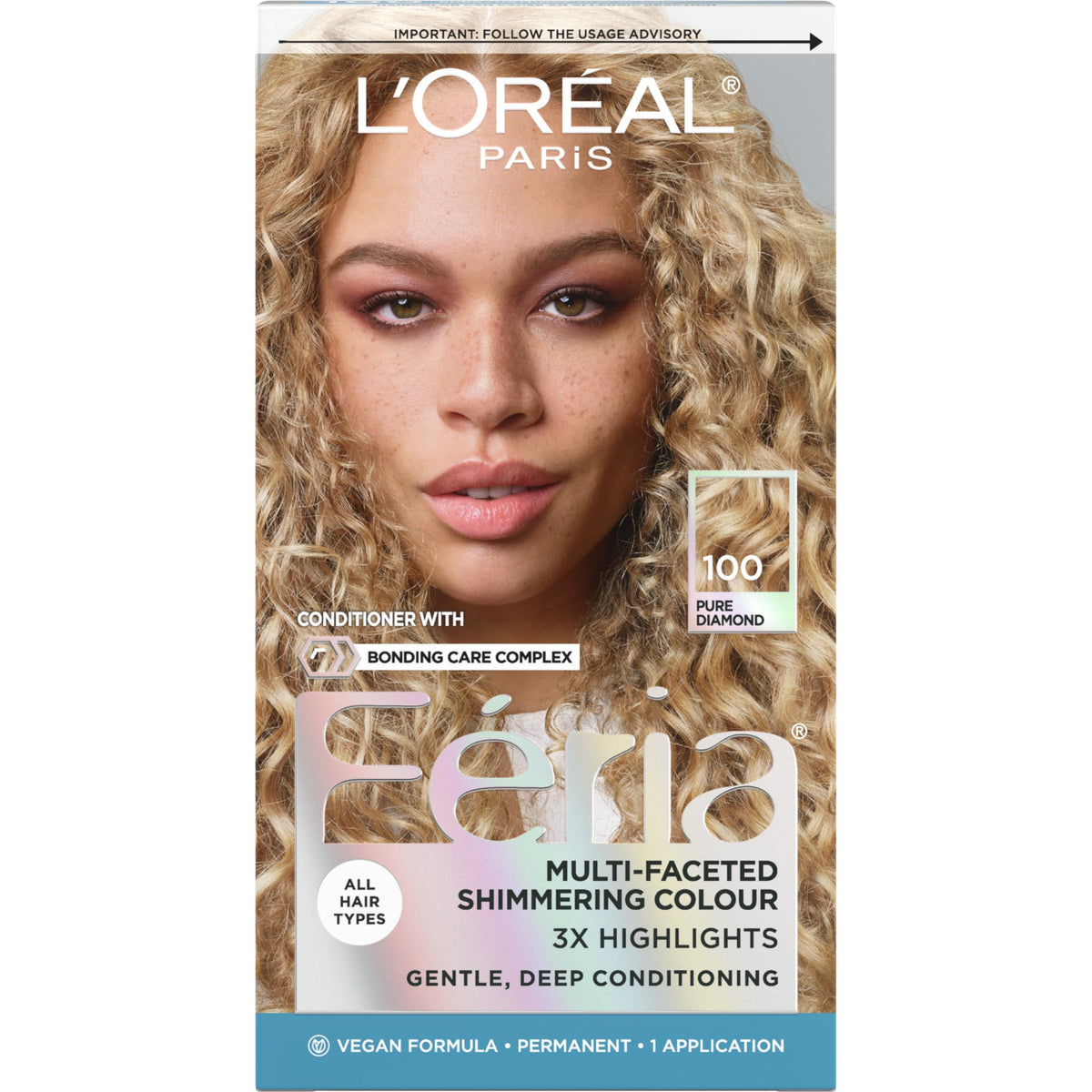 L'Oreal Paris Feria 100 Pure Diamond hair dye kit front view