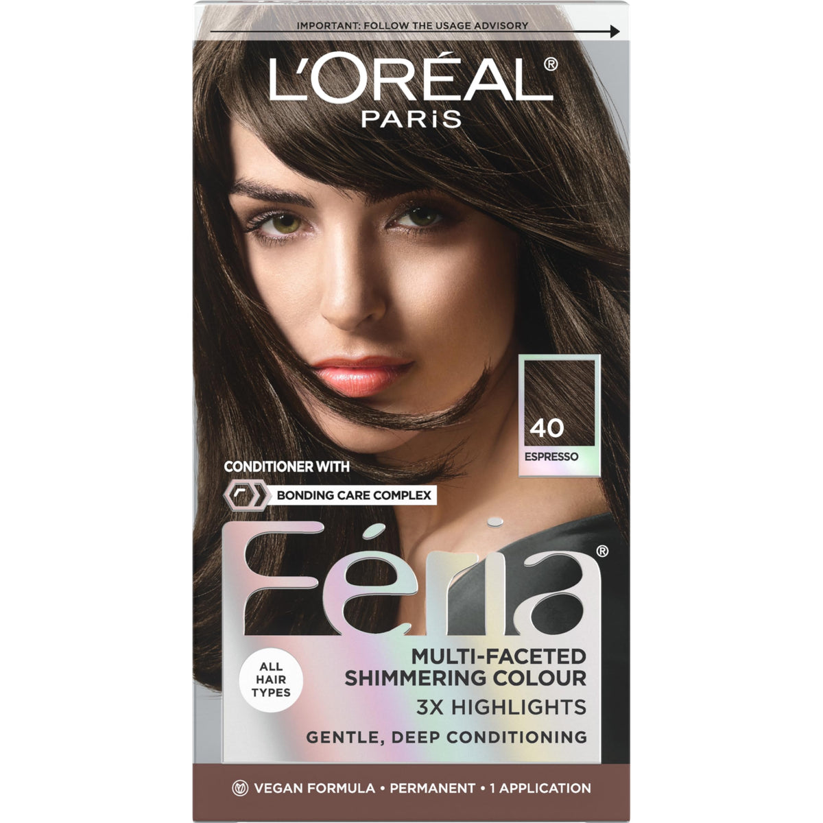 L'Oreal Paris Feria 40 Espresso hair dye kit front view