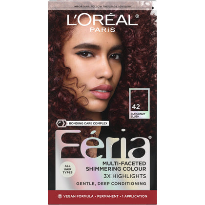 L'Oreal Paris Feria 42 Burgundy Blush hair dye kit front view