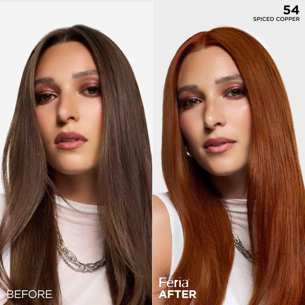 L'Oreal Paris Feria 54 Spiced Copper hair color kit contents