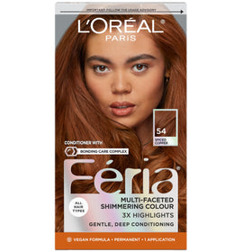 L'Oreal Paris Feria 54 Spiced Copper hair color kit front view