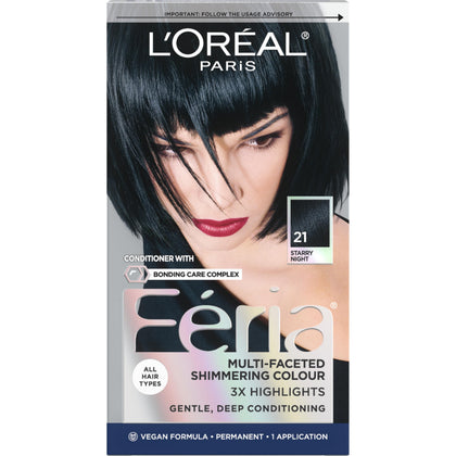 L'Oreal Paris Feria Bright Black Hair Color kit front view