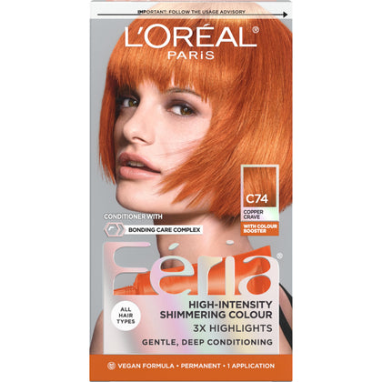 L'Oreal Paris Feria C74 Copper Crave Hair Color Kit front view