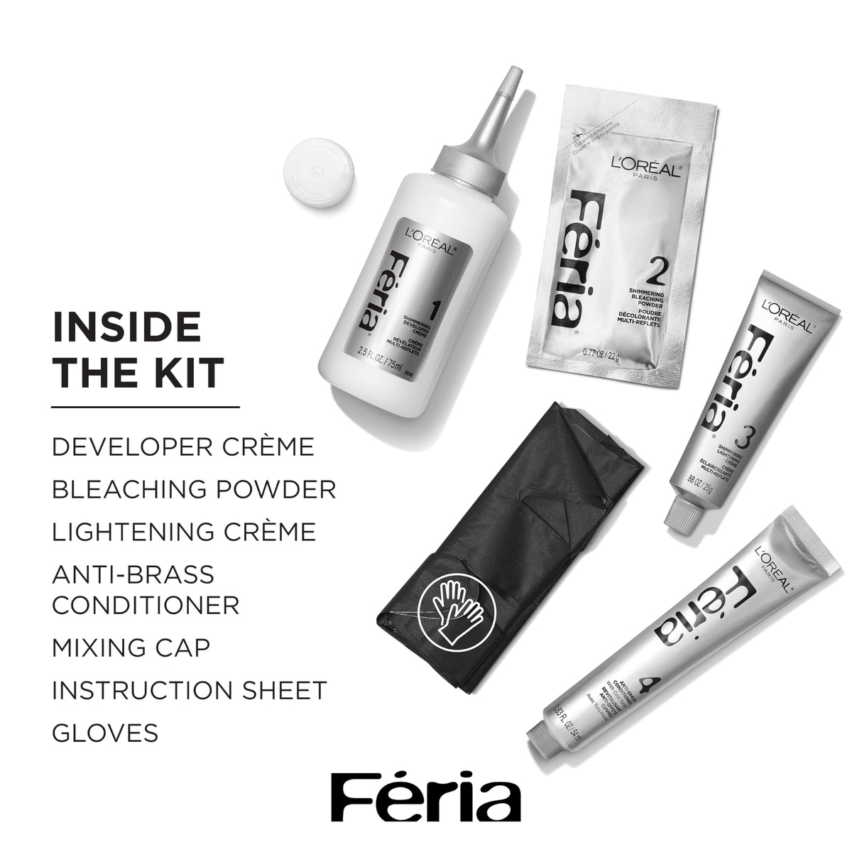 L'Oreal Paris Feria Extreme Platinum hair dye packaging details