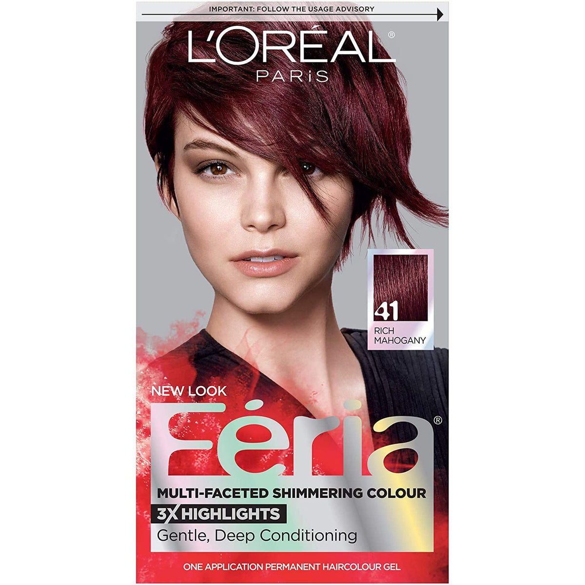 L'Oreal Paris Feria Hair Color 41 Crushed Garnet packaging front view