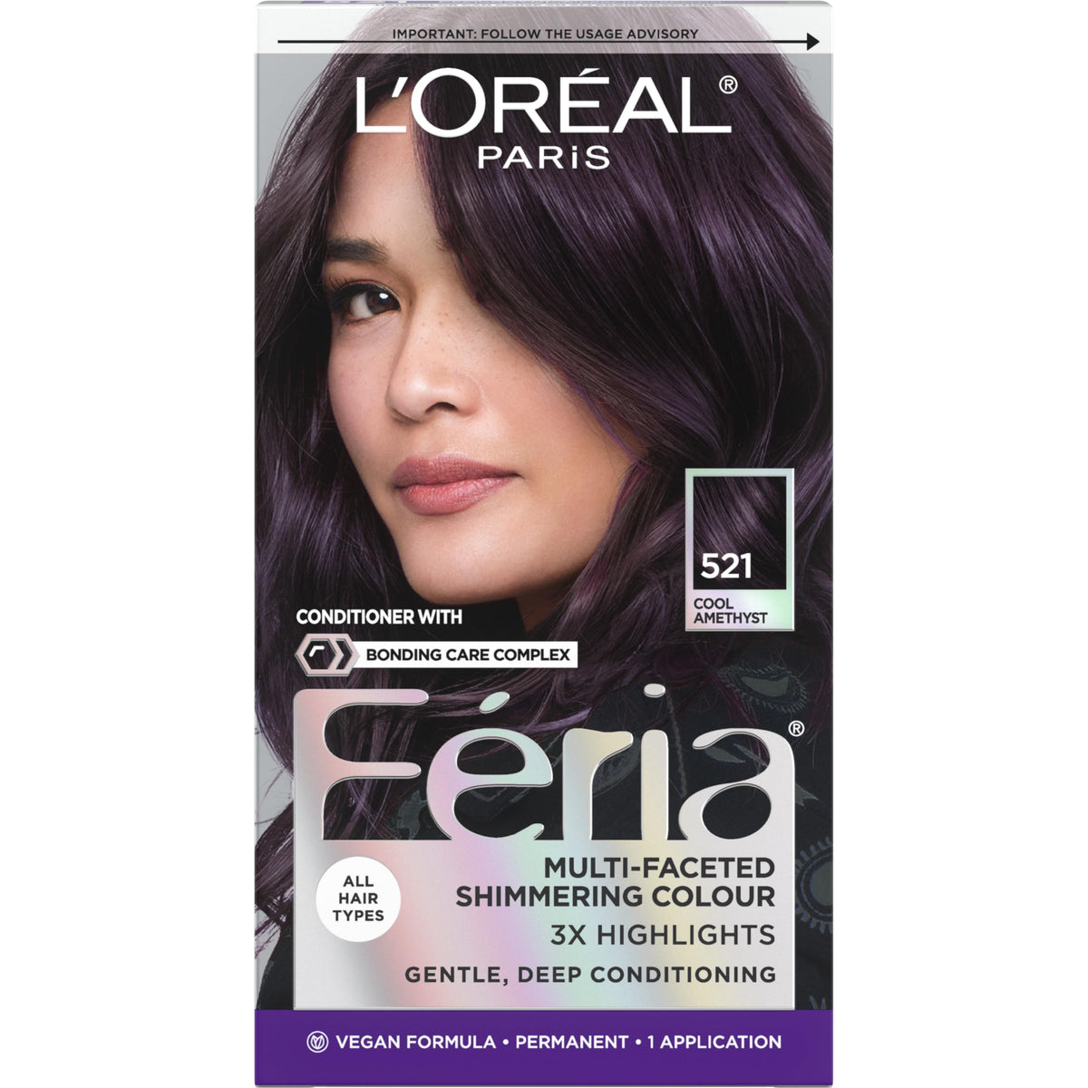 L'Oreal Paris Feria Hair Color 521 Cool Amethyst front view