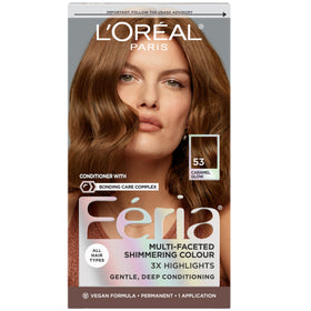 L'Oreal Paris Feria Hair Color 53 Caramel Glow kit front view
