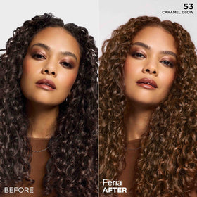 L'Oreal Paris Feria Hair Color 53 Caramel Glow swatch on hair