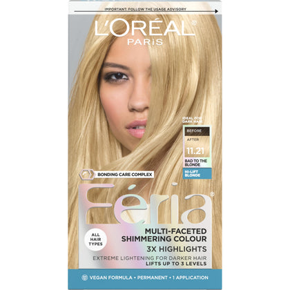 L'Oreal Paris Feria Hair Color Kit 11.21 Bad to the Blonde front view