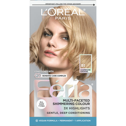 L'Oreal Paris Feria Hair Color Kit 91 Champagne Cocktail front view