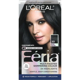 L'Oreal Paris Feria Hair Color kit front view in Black Leather