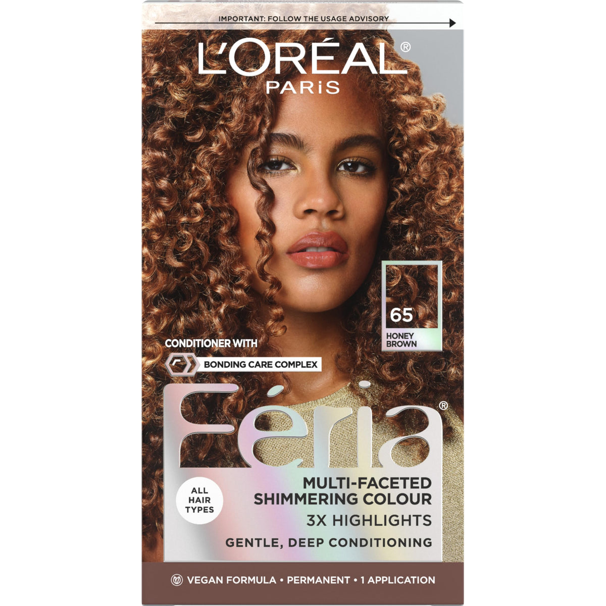 L'Oreal Paris Feria Hair Color Kit front view with Honey Brown shade