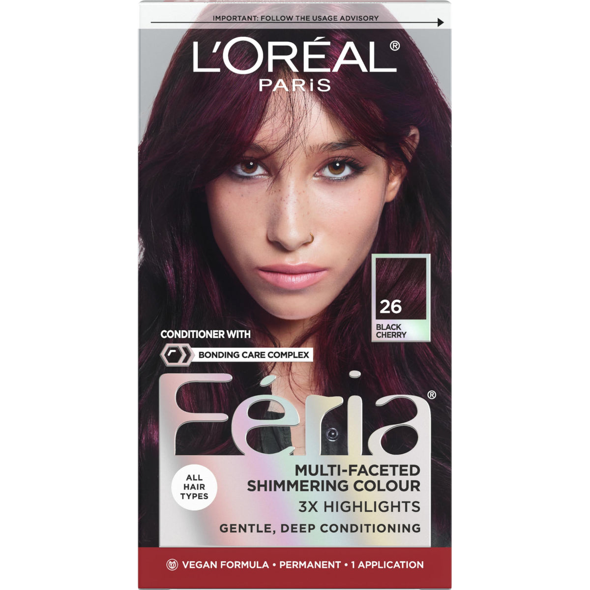 L'Oreal Paris Feria Hair Colour kit in Black Cherry front view