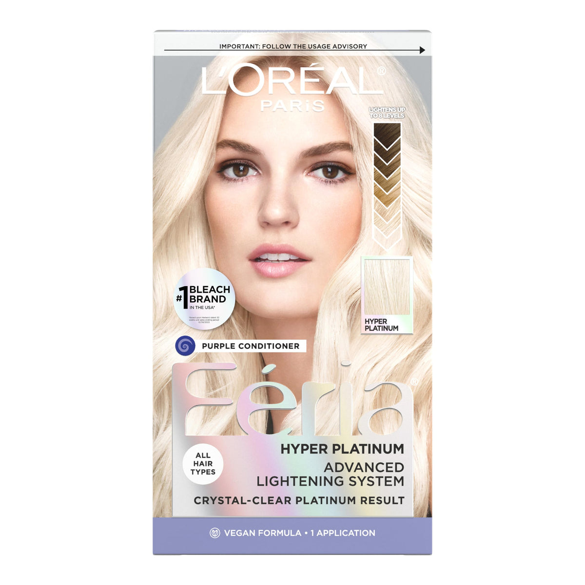 L'Oreal Paris Feria Hyper Platinum Hair Bleach Kit front view