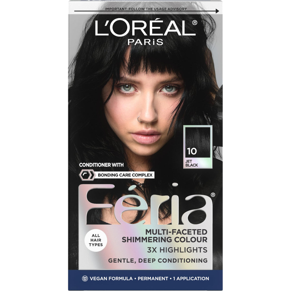L'Oreal Paris Feria Jet Black Hair Color Kit front view