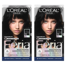 L'Oreal Paris Feria Jet Black hair dye kit front view