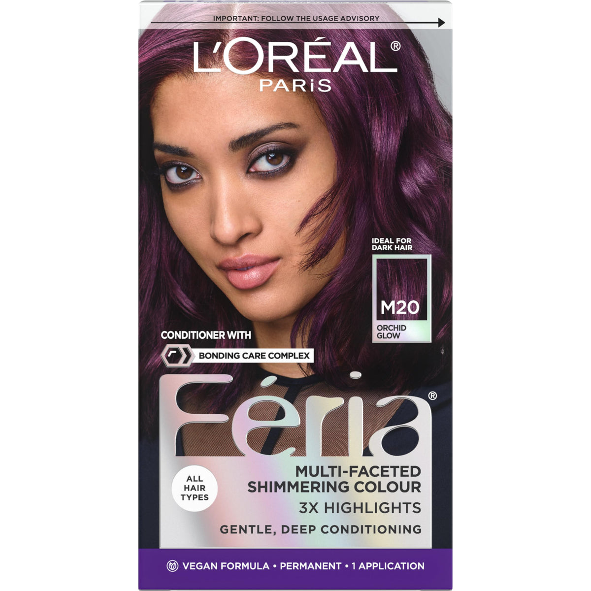 L'Oreal Paris Feria Midnight Bold Hair Dye Orchid Glow packaging front view