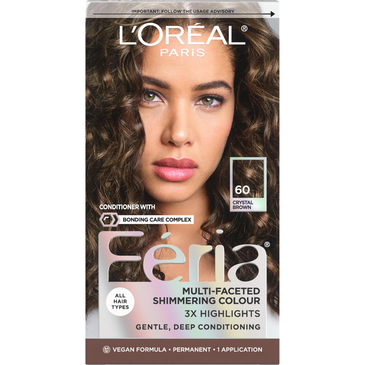 L'Oreal Paris Feria Multi-Faceted Hair Color 60 Crystal Brown front view