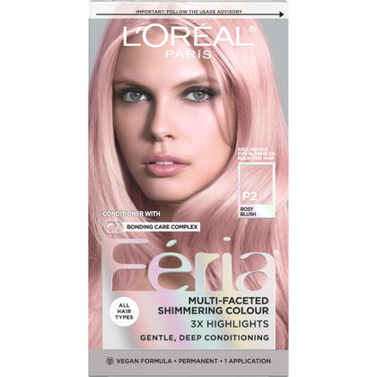 L'Oreal Paris Feria Multi-Faceted Shimmering Hair Color P2 Rosy Blush pack front view