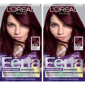 L'Oreal Paris Feria Multi-Faceted Shimmering Hair Color V38 Violet Noir front view