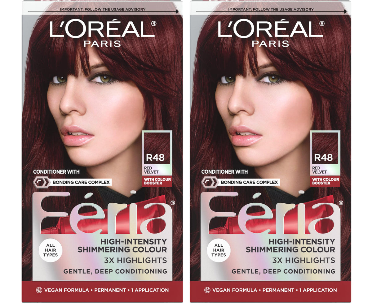 L'Oreal Paris Feria R48 Deep Auburn Hair Color Kit front view