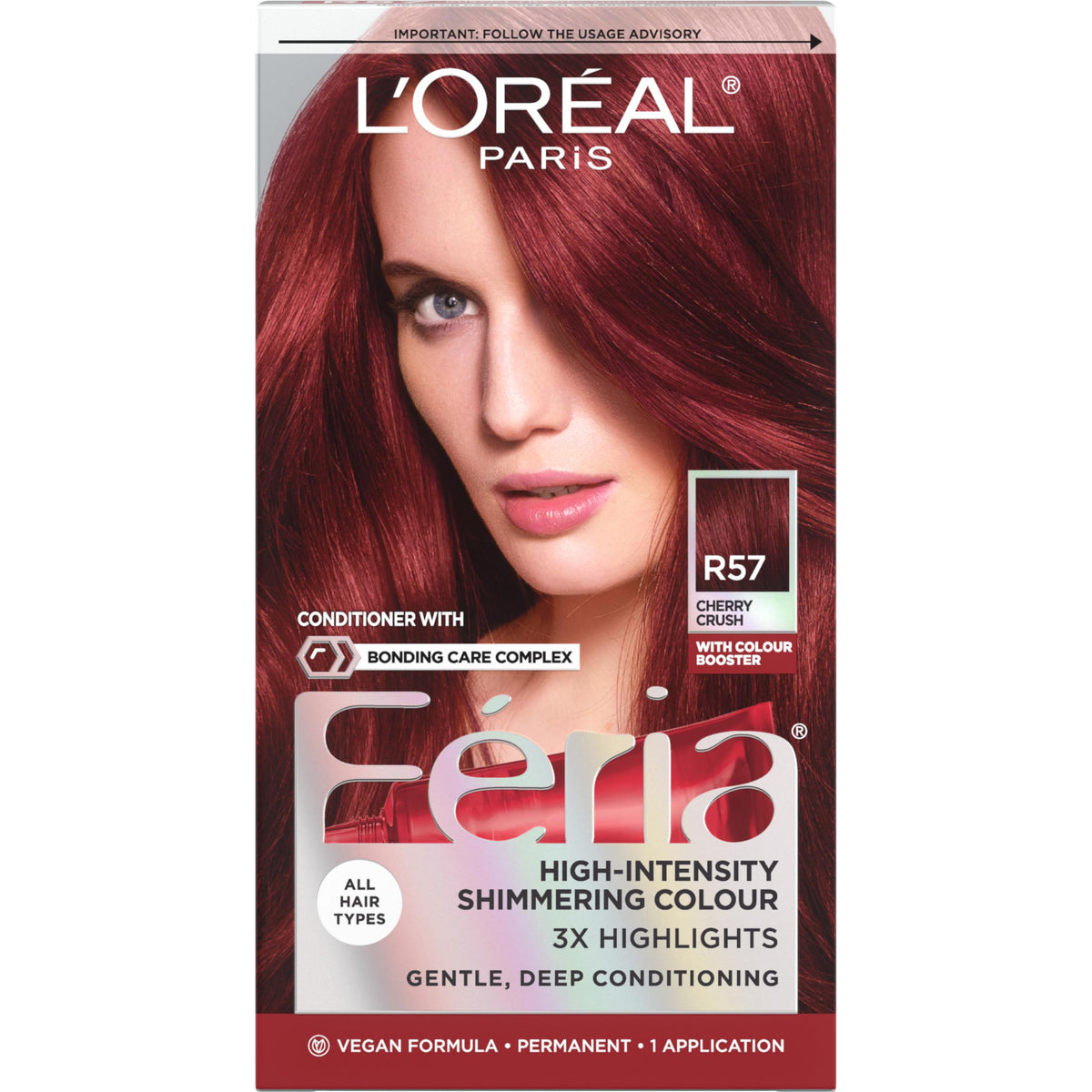 L'Oreal Paris Feria R57 Cherry Crush Hair Color kit front view
