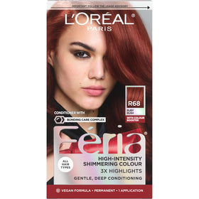 L'Oreal Paris Feria R68 Ruby Rush hair dye kit front view