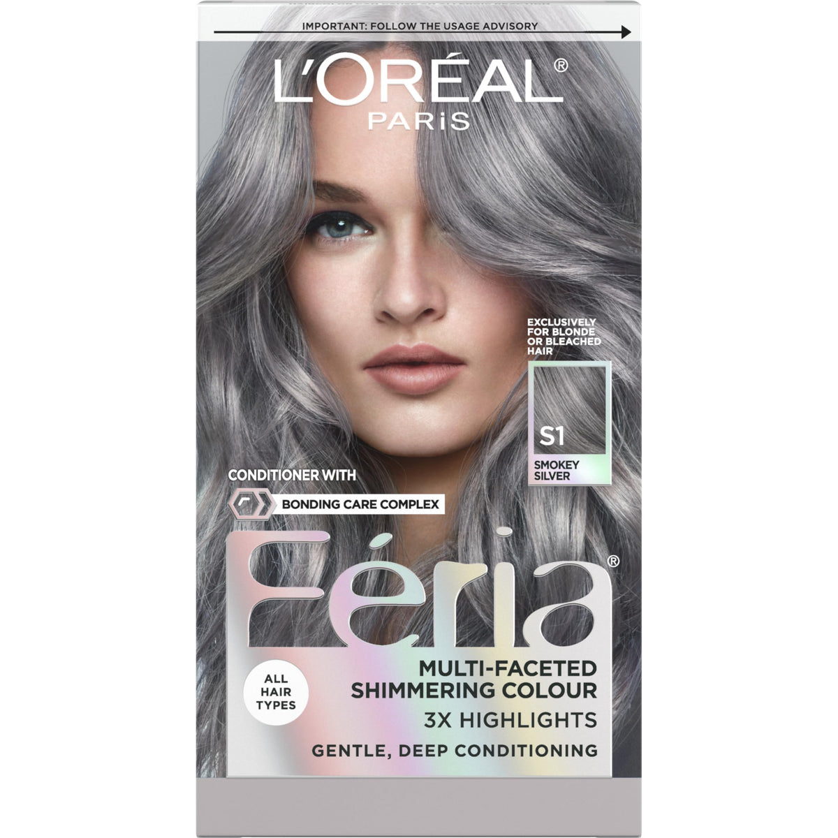 L'Oreal Paris Feria Smokey Silver Hair Color Kit front view