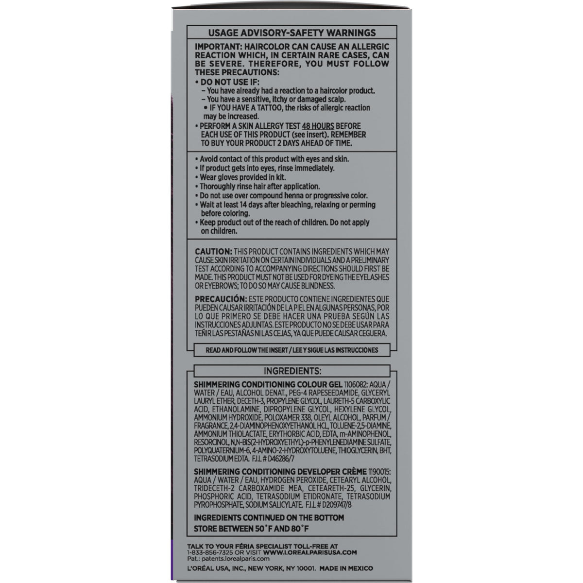 L'Oreal Paris Feria V28 Midnight Violet hair color application instructions