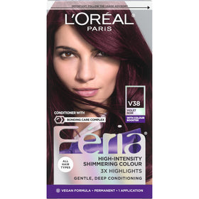 L'Oreal Paris Feria V38 Violet Noir hair dye kit front view