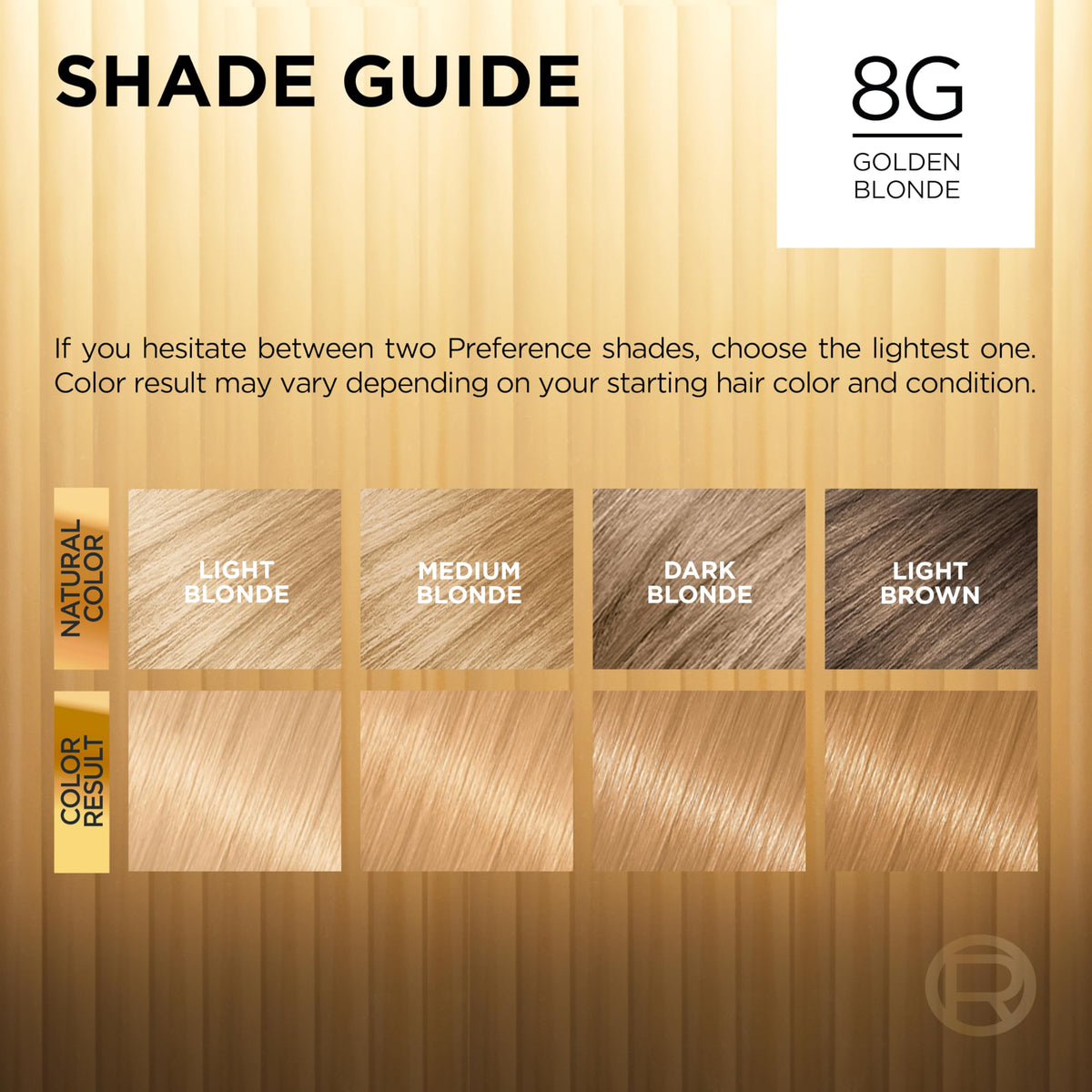 L'Oreal Paris Golden Blonde Hair Color swatch on hair