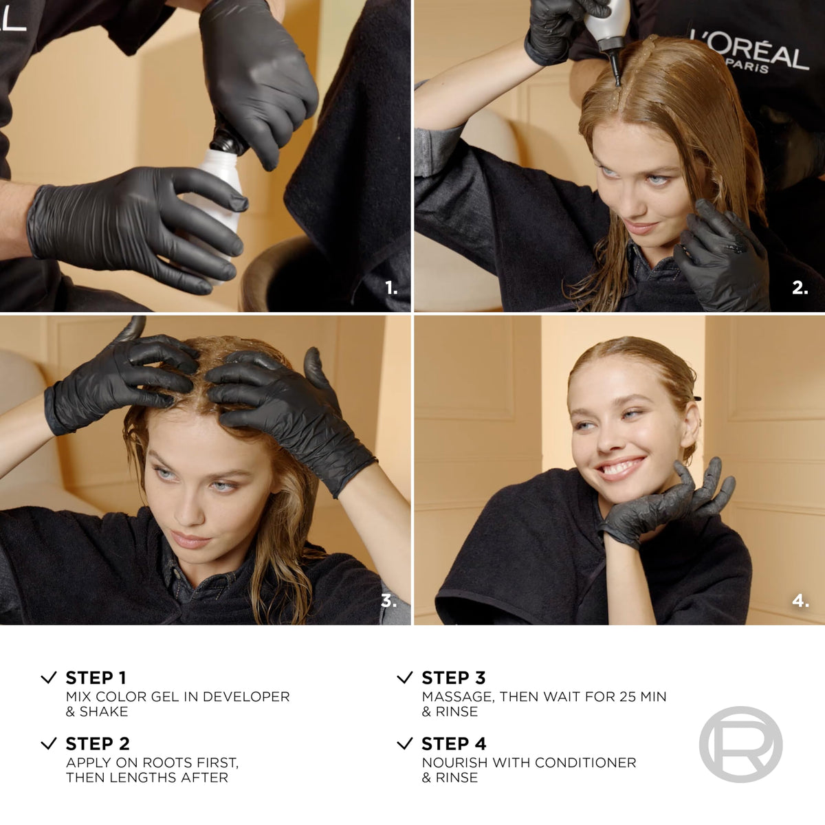 L'Oreal Paris Hair Color application process with model