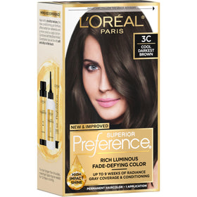 L'Oreal Paris Hair Color Kit Cool Darkest Brown 3C front view