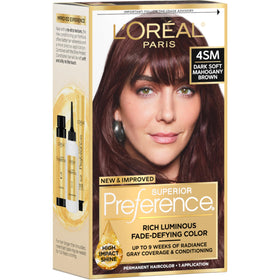 L'Oreal Paris hair color kit Dark Soft Mahogany Brown 4SM front view