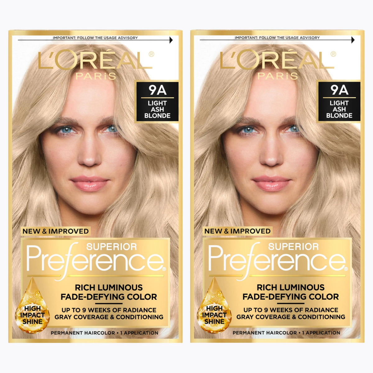 L'Oreal Paris Hair Color Kit Light Ash Blonde 9A front view
