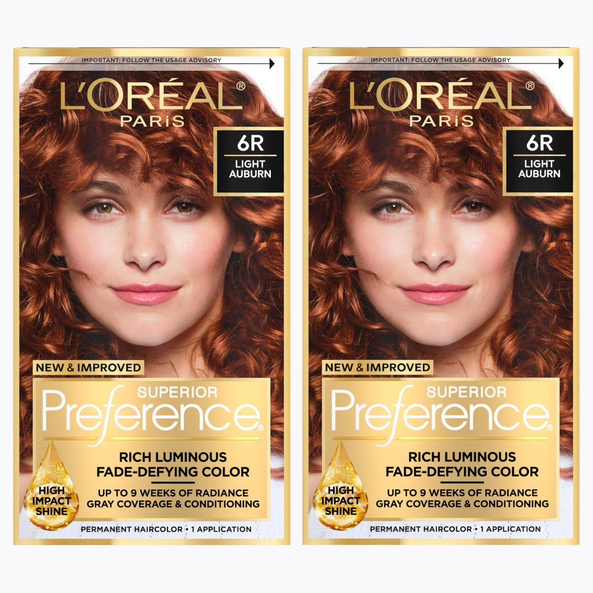 L'Oreal Paris Hair Color Kit Light Auburn 6R front view